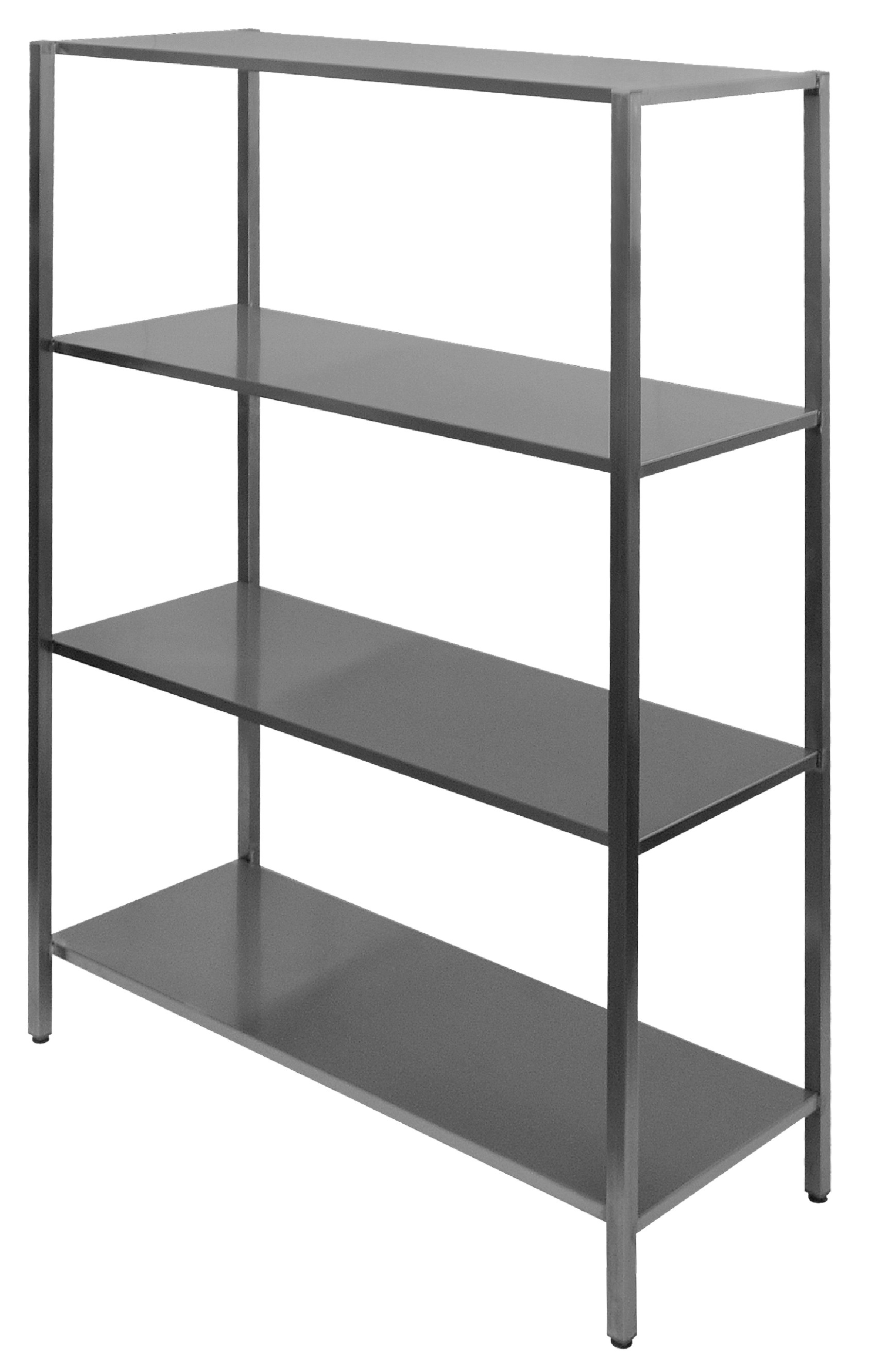 Regalsystem 2500mm breit, 4 Böden, verchromter Stahl