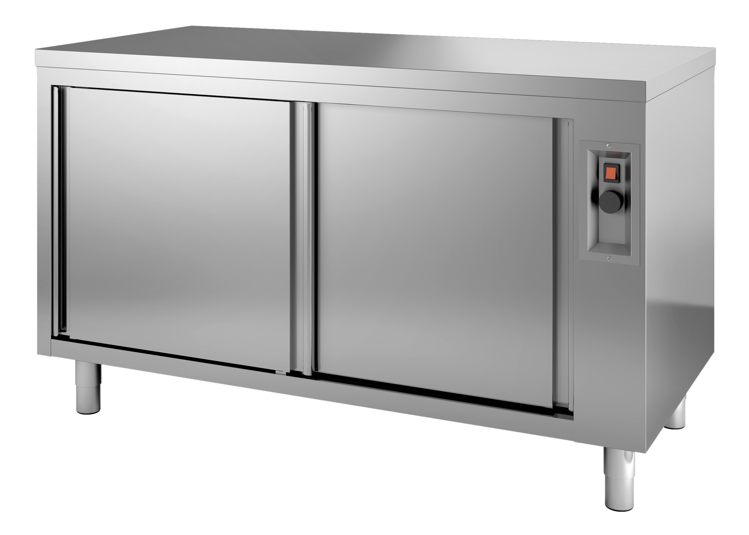 600er WÄRMESCHRANK 1400mm breit, 2 Türen, Edelstahl