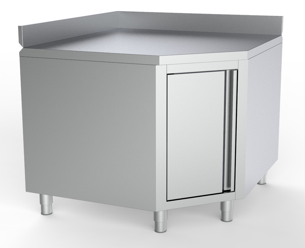 ECK-ARBEITSSCHRANK 1000/ 1000 x 600 xs 850mm, Flügeltür, Aufkantung, Edelstahl
