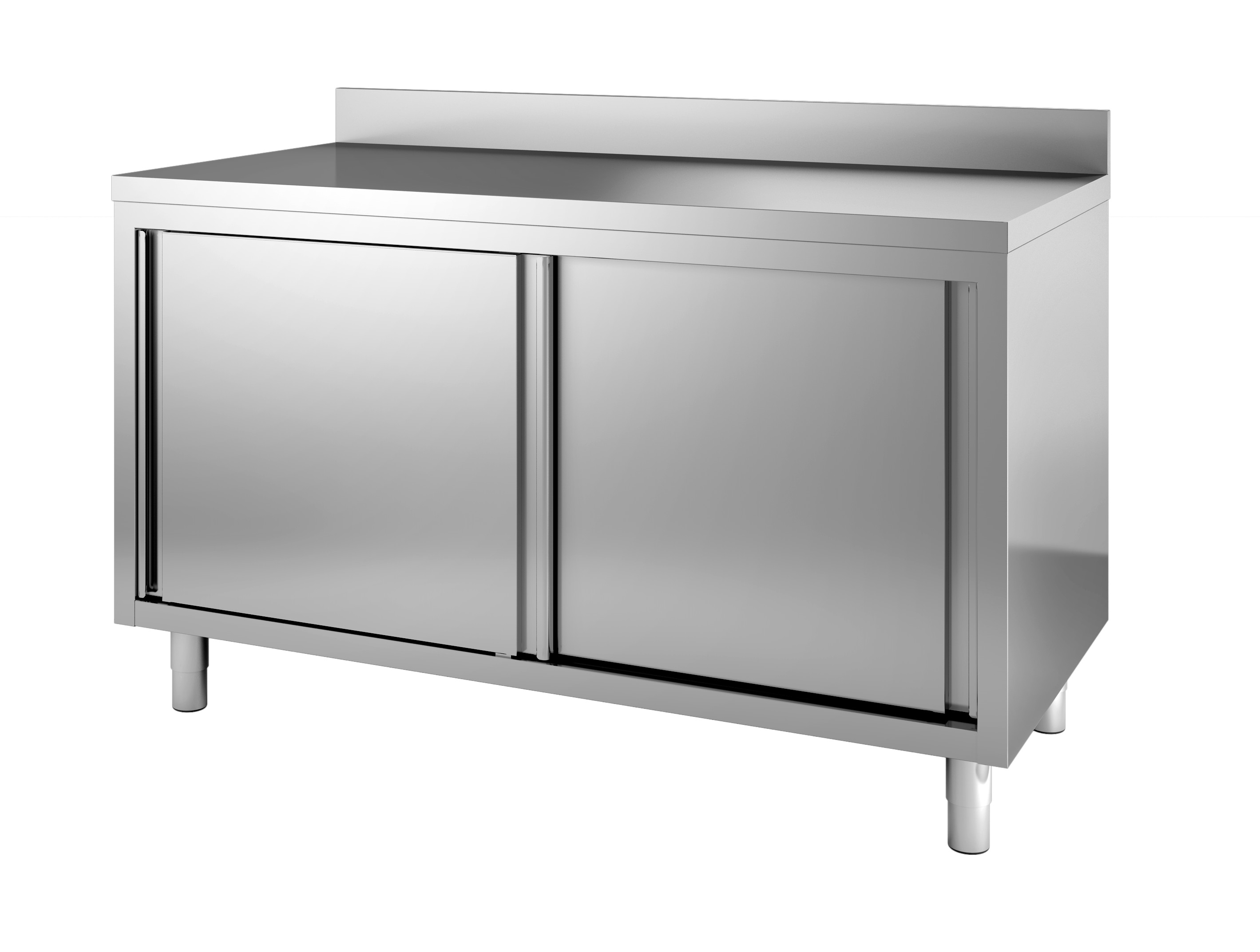 700er ARBEITSSCHRANK  1800mm breit, 2 Schiebetüren, Aufkantunag, Edelstahl