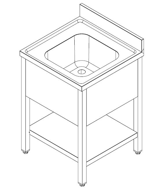 700 SPÜLTISCH 700mm breit, mit Grundboden und Aufkantung