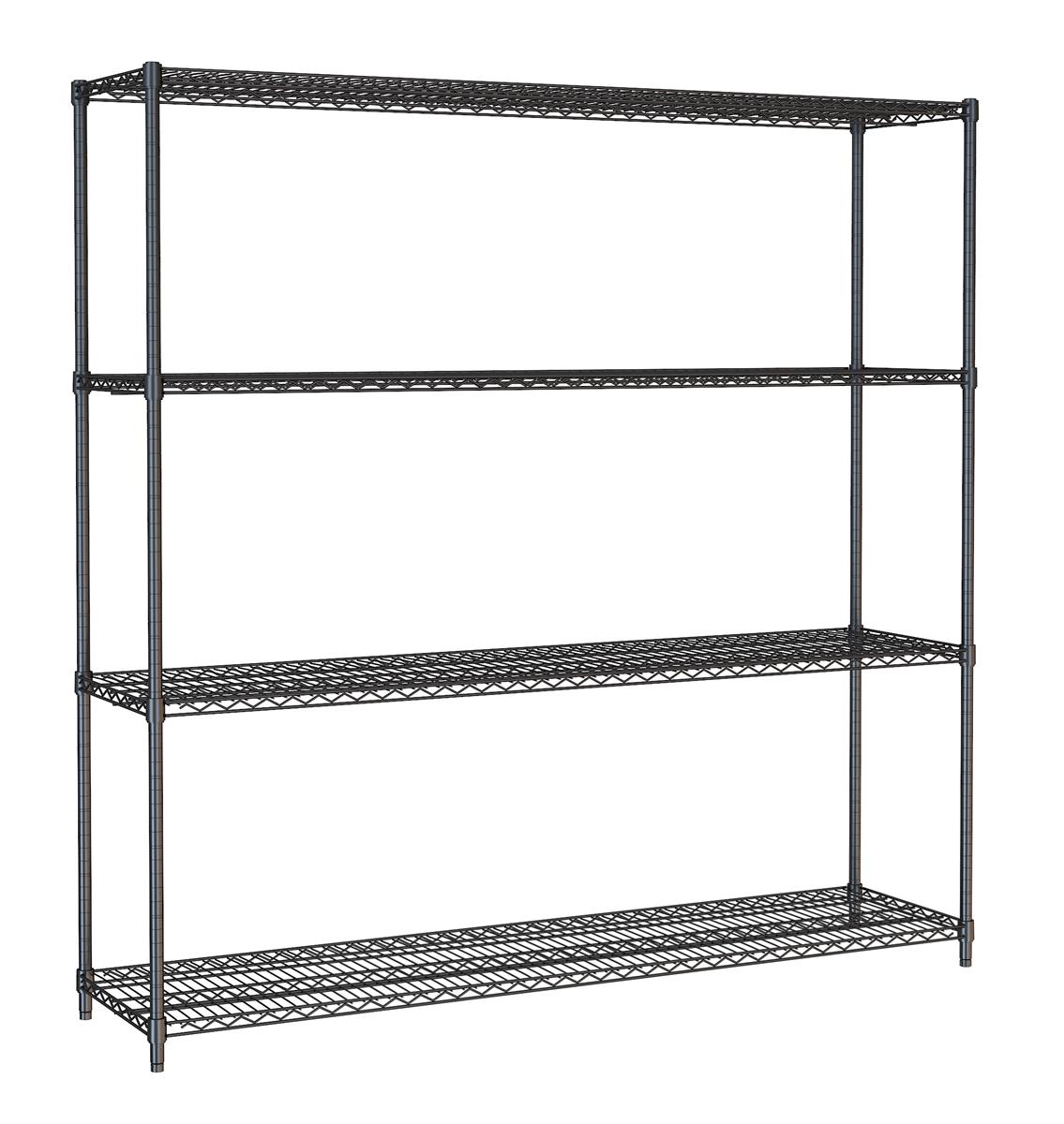 Regalsystem, 1800mm breit, 4 Böden, Stahl, schwarz