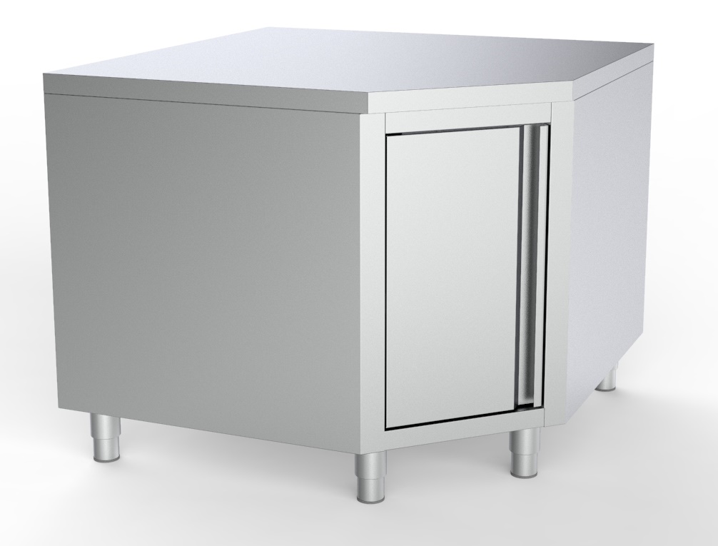 ECK-ARBEITSSCHRANK 1000/ 1000 x 600 x 850mm, Flügeltür, Edelstahl