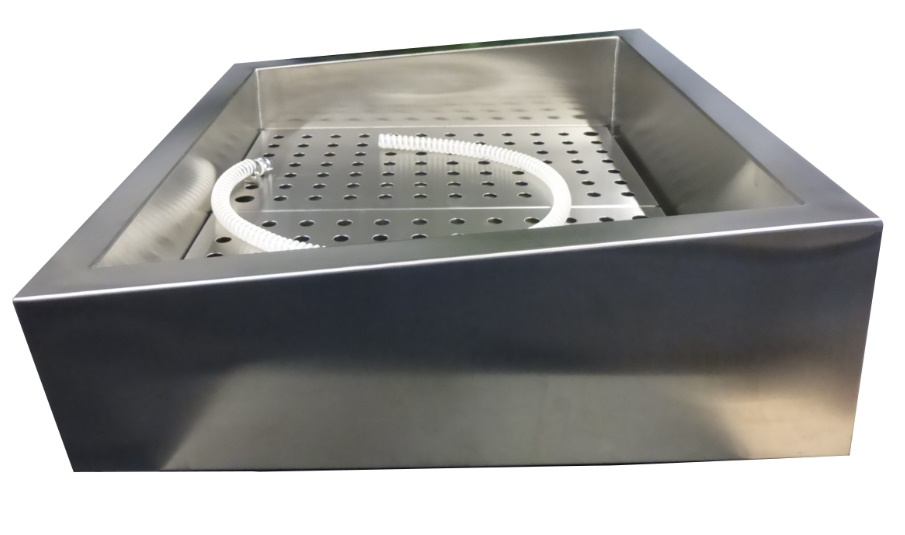 GEMAHLENES EIS BEHÄLTER SCHIEF 1/1 GN AISI 304  WASSERHAHN AN DER BEDIENUNG SEITE