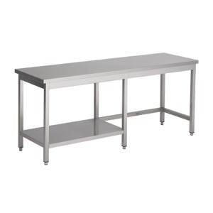 600er ARBEITSTISCH  2900mm breit, ½  Grundboden, Edelstahl