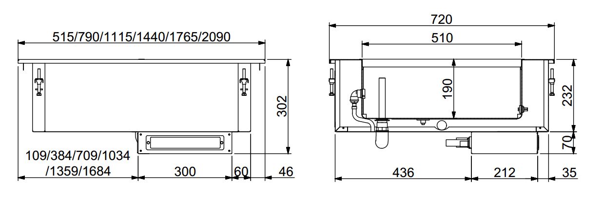 EINBAU BAIN-MARIE 4/1, manuelle Wasserbefüllung