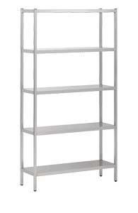 Regalsystem, 2500mm breit, 5 Böden, verchromter Stahl
