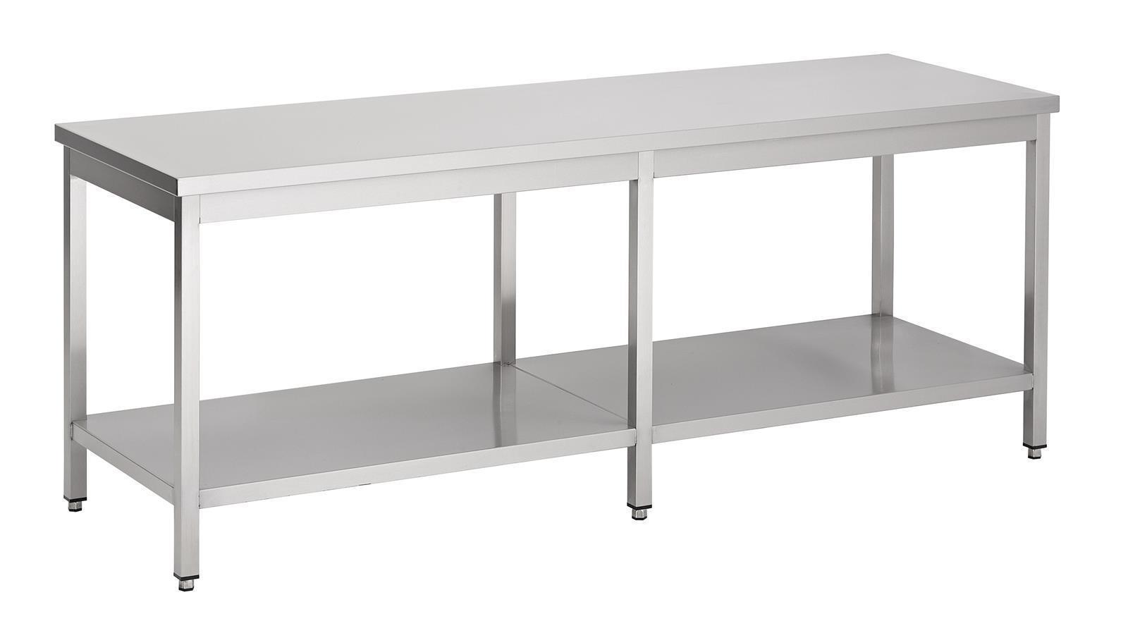 700er ARBEITSTISCH 2800mm breit, Grundboden, Edelstahl