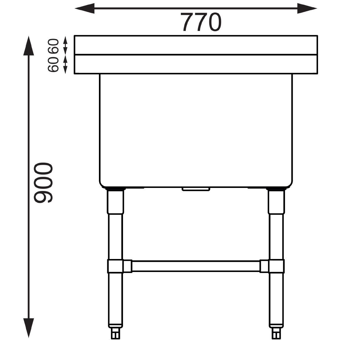Vogue tiefer Spültisch 77cm lang