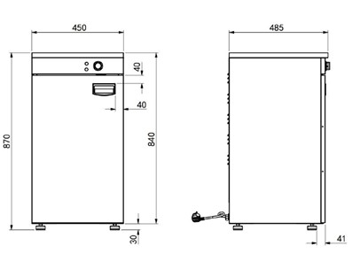 TELLER WÄRMESCHRANK, 1 Tür, 450 mm, mit Belüftung