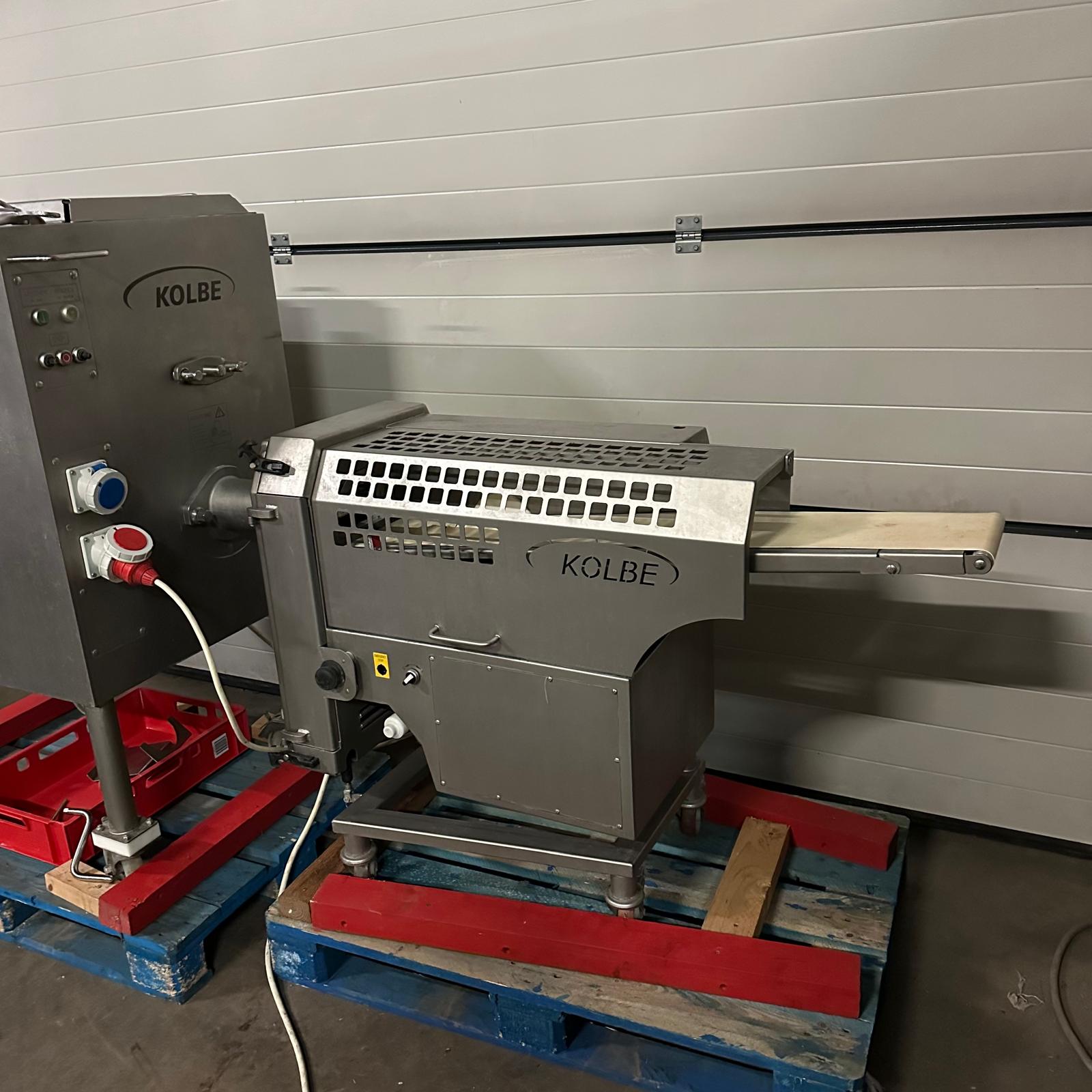 Kolbe MW100 Mischfleischwolf + PM150 Portiomat Hackfleischlinie