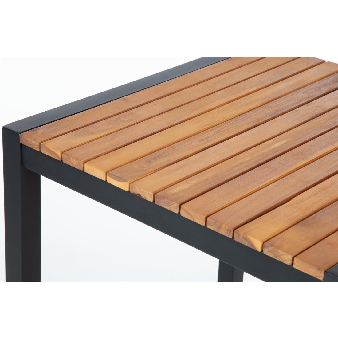 Bolero quadratischer Stahl und Akazienholz Bartisch 60cm