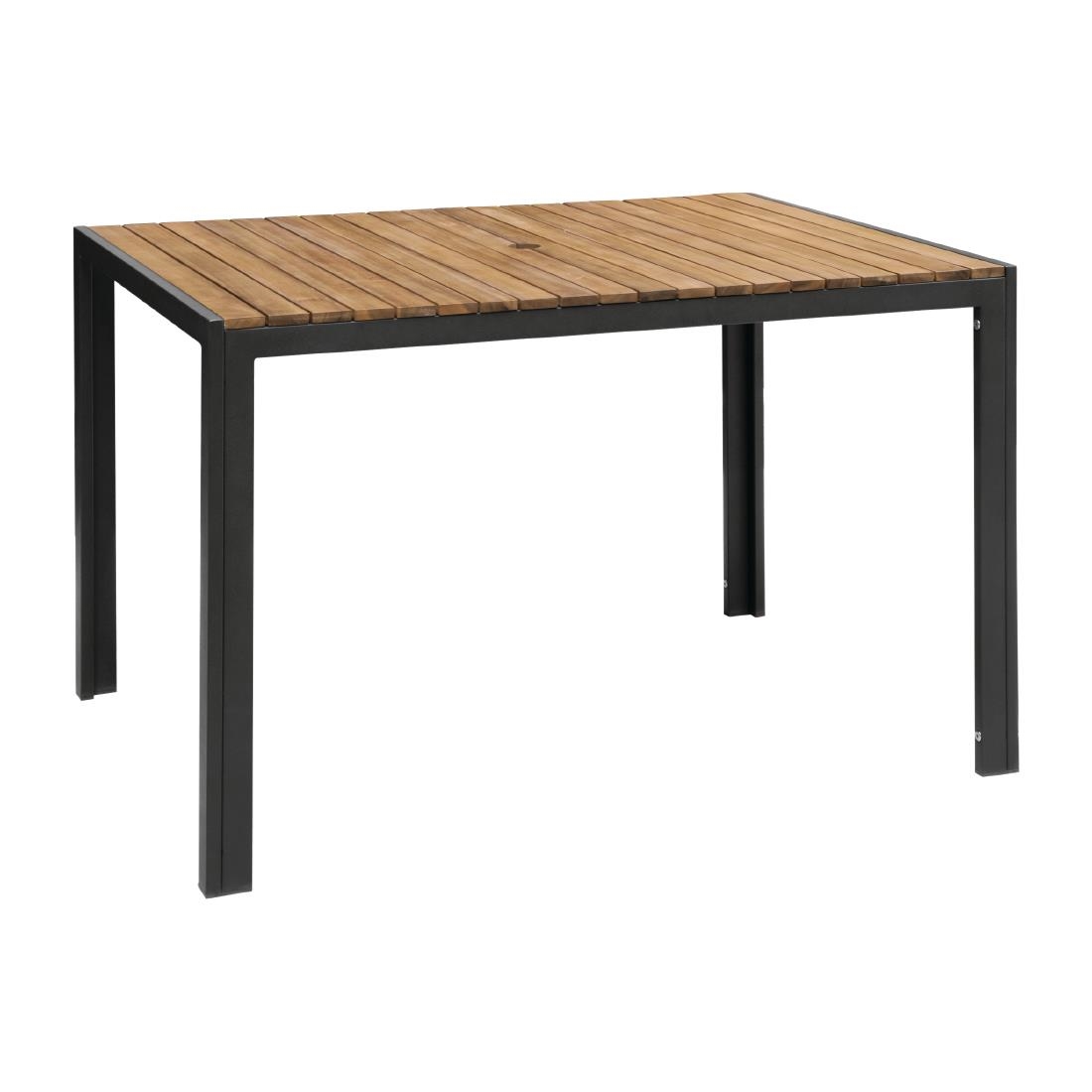 Bolero rechteckiger Stahl- und Akazienholztisch 120x80cm