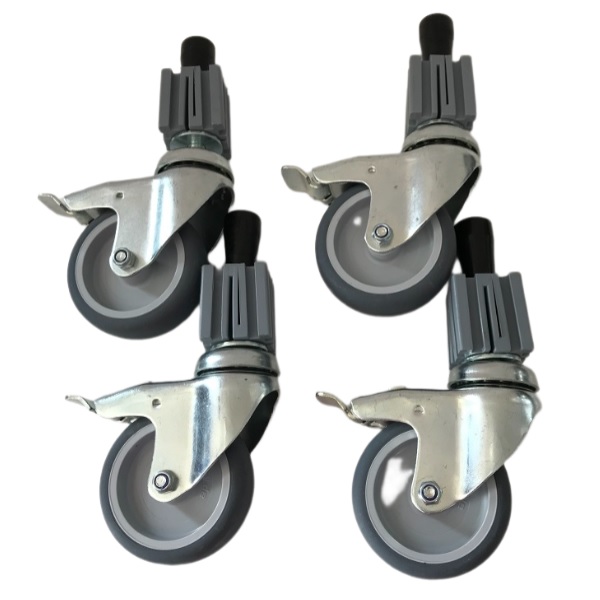 Rollensatz für Edelstahlarbeitstisch 40x40mm gebremst Rollen