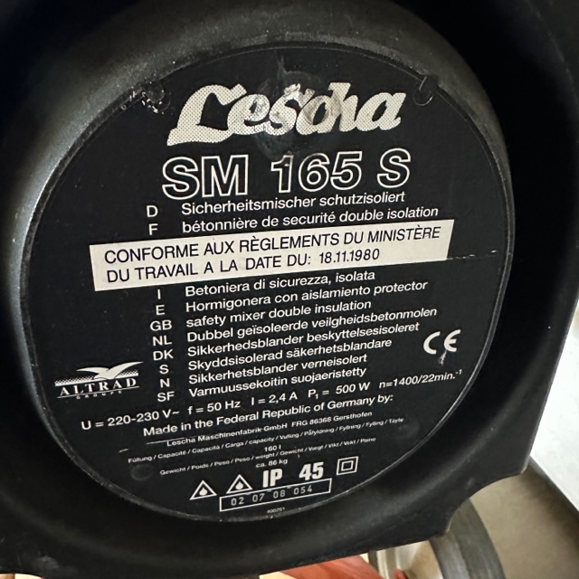 Lescha 165 Liter Freifallmischer Trommelmischer gebraucht