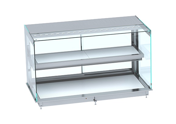 EINBAUWÄRMEVITRINE KERAMIK ECKIG - WEIß 5/1