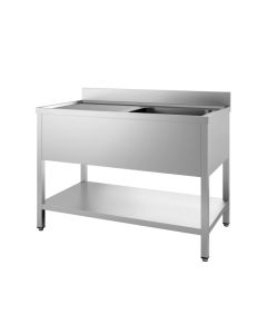 700 SPÜLTISCH 1600mm breit, mit Grundboden und Aufkantuang, 1 Becekn rechs, zerlegbar