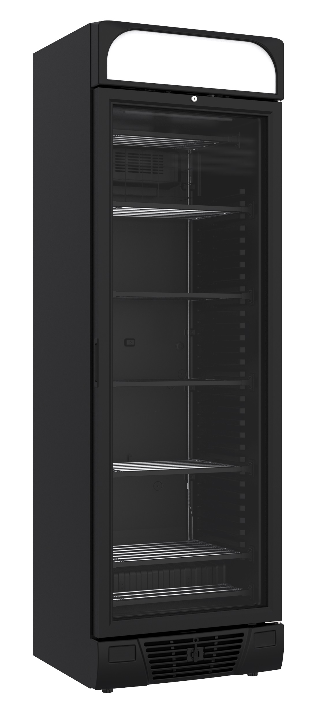 TIEFKÜHLSCHRANK 1 GLASTÜR SCHWARZ 382L