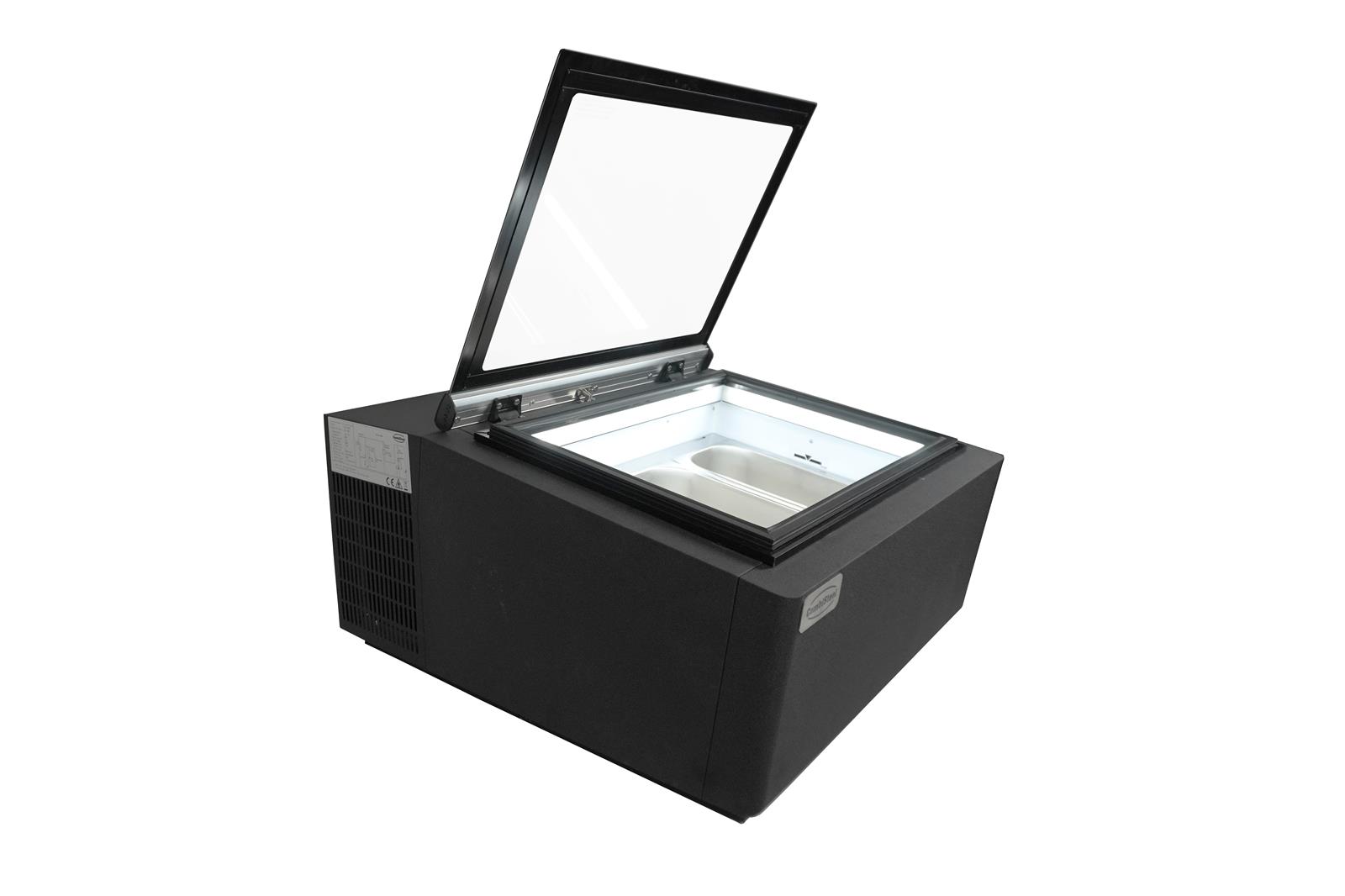 TISCHMODELL SPEISEISVITRINE SCHWARZ  ÖFFNET AUF DER KUNDENSEITE