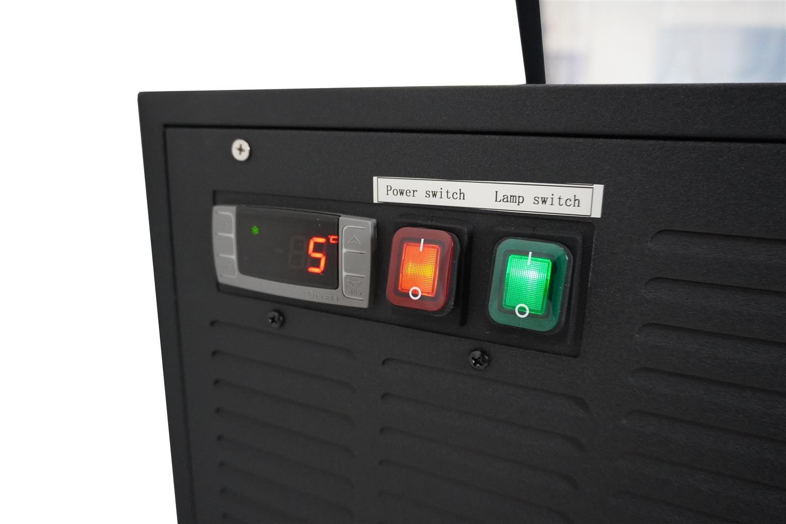 Speiseeisvitrine SPICCE Tischmodell | Öffnung Bedienungsseite + LED | 3x 5 Liter, HxBxT 37,5x67x75cm | -16/-18°C | Schwarz | + CHEFGASTRO Geschirrtuch