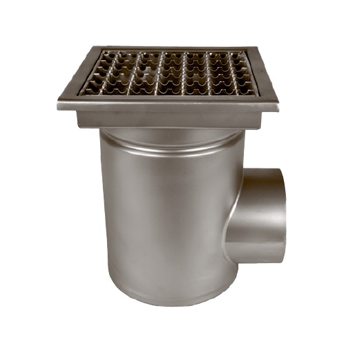 Bodeneinlauf 200x200 DN100 horizontal