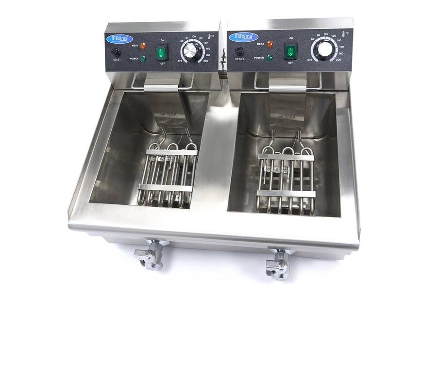 Elektro Fritteuse 2x 10L mit Ablasshahn