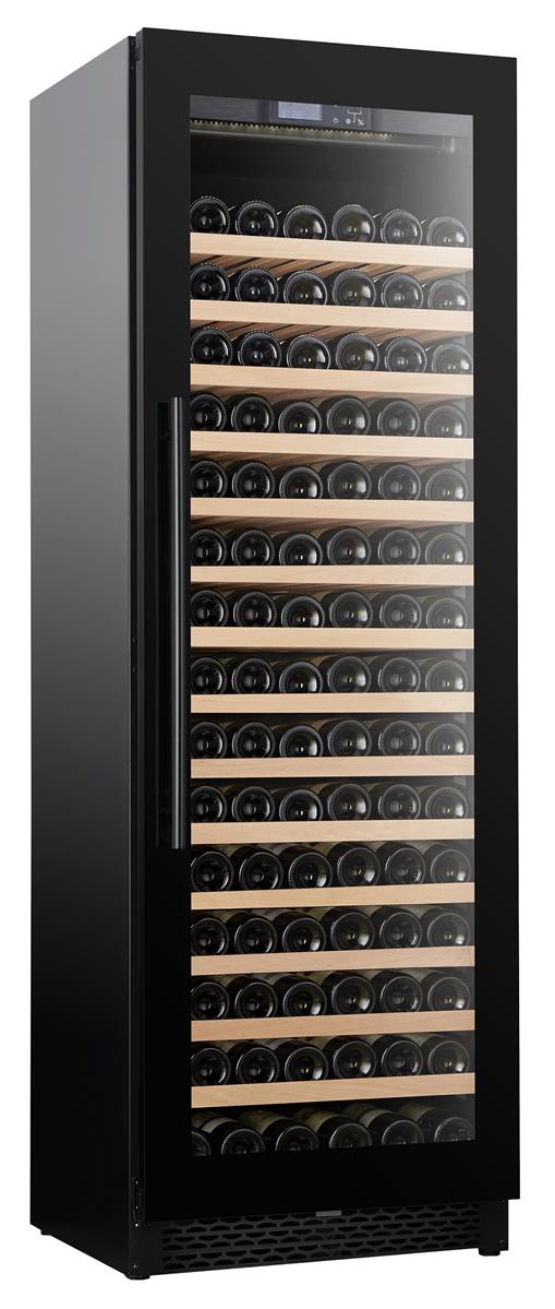 Weinkühlschrank VINCOOL für 115 Flaschen | 1x Glastür + LED & 1x Zone | 325 Ltr, HxBxT 178x59,5x57cm | +5/+20°C | Schwarz