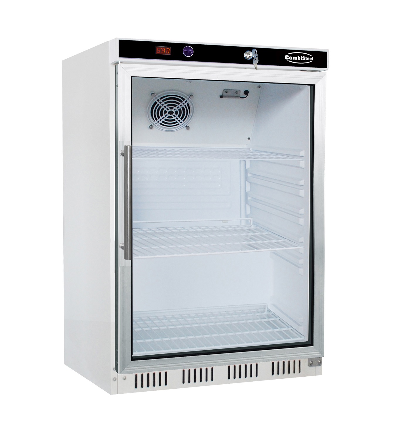 Kühlschrank FOSSA | 1x abschließbare Glastür + LED | 130 Liter, HxBxT 85,5x60x58,5cm | +2/+8°C | Weiß
