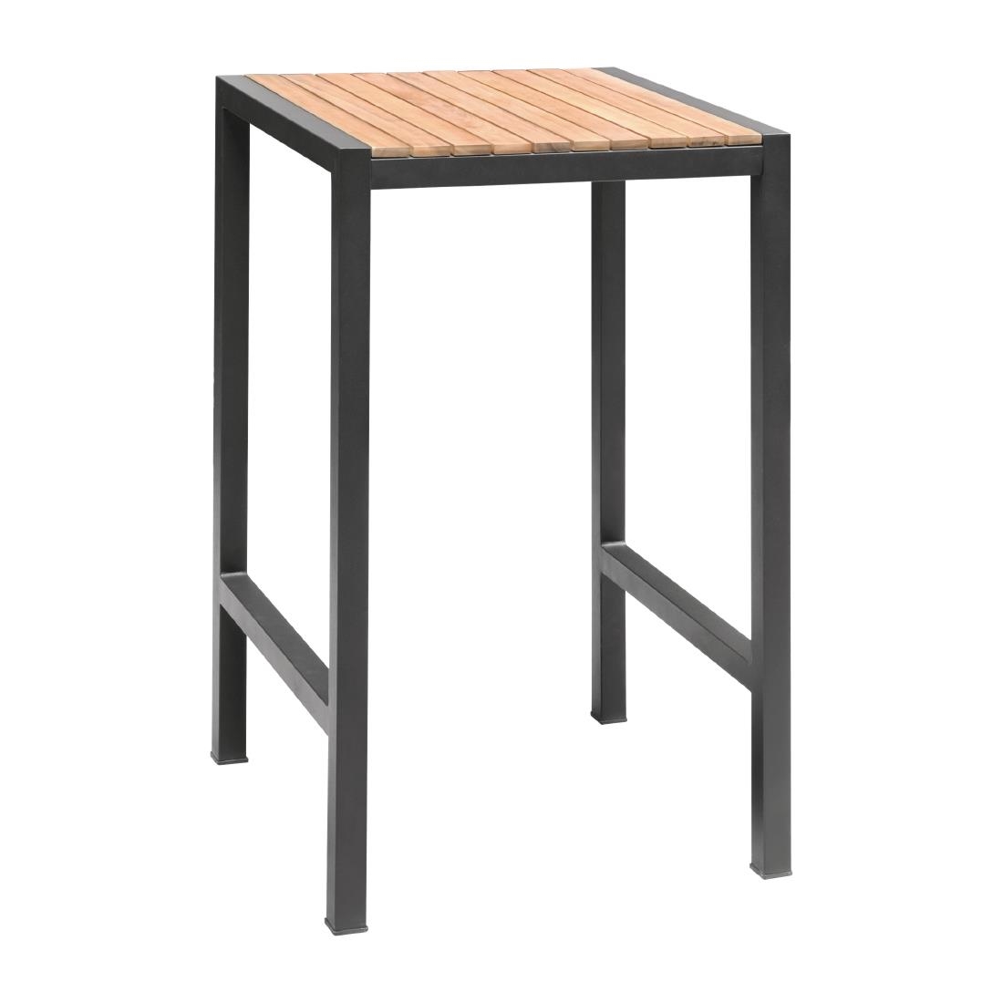 Bolero quadratischer Stahl und Akazienholz Bartisch 60cm