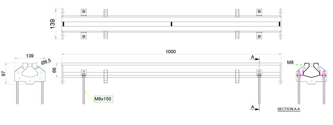 EDELSTAHL SCHLITZRINNE VERBINDBAR 1000X65