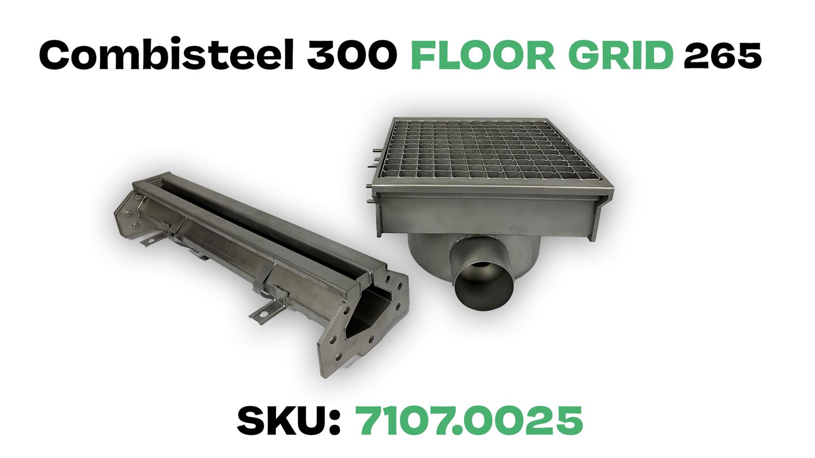 EDELSTAHLABFLUSS 300X265 MIT 2 AUSGÄNGEN FÜR SCHLITZRINNE