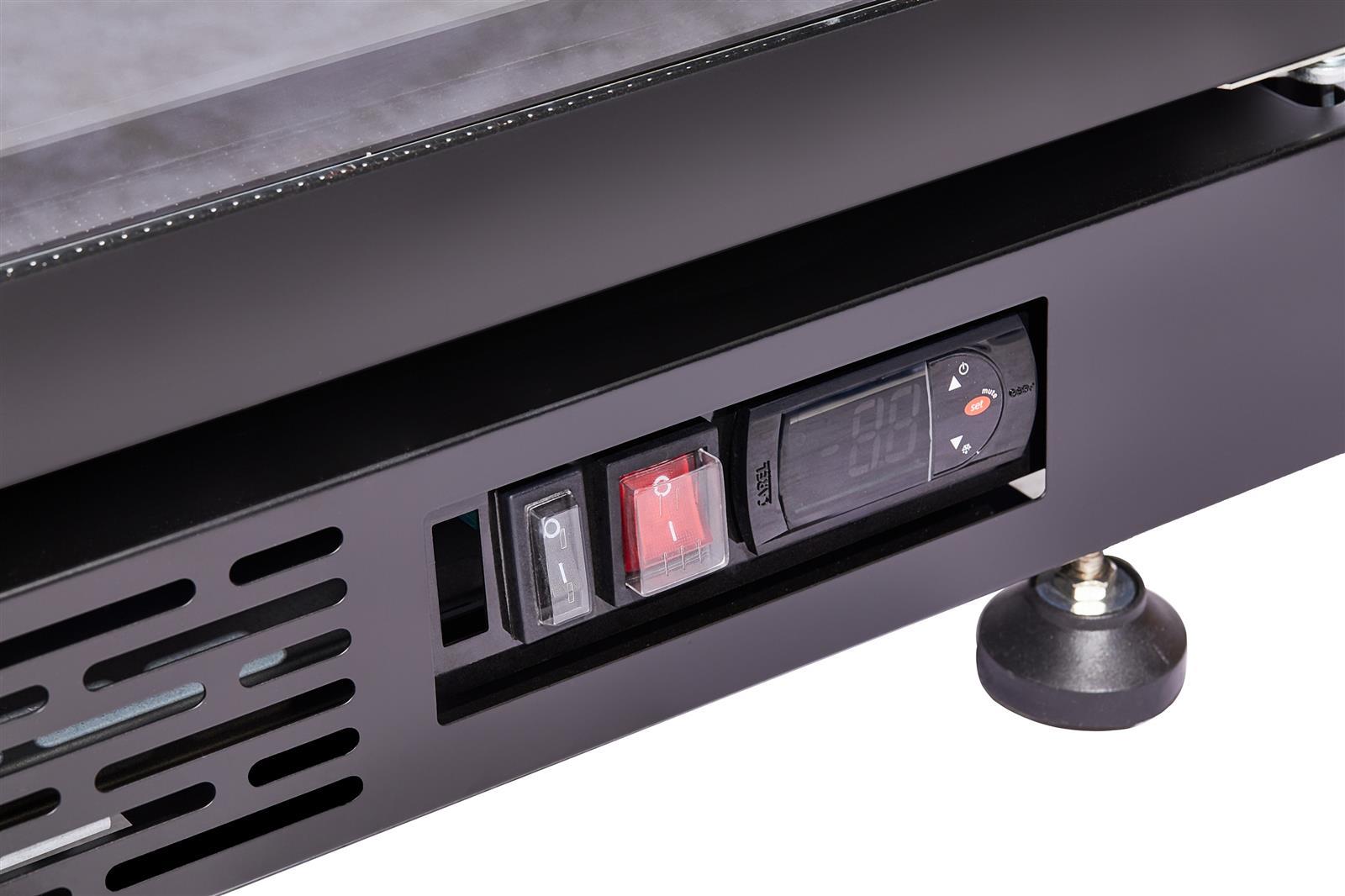 KÜHLSCHRANK 3 GLASTÜREN SCHWARZ NAP-1200 HT - MIT TÜRHEIZUNG