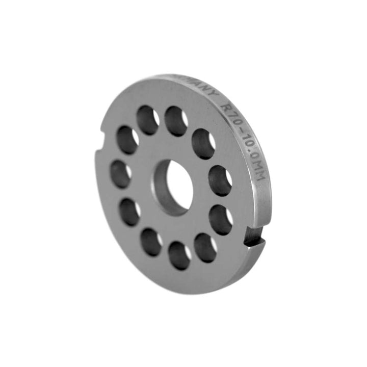 WOLFCUT Fleischwolfscheibe mit 2 Nuten Werkzeugstahl Größe R70 - 10,0 mm Bohrung kompatibel mit BIZERBA FW 70 / EDERTAL EMS 70 / FEUMA TW-R 70 uvm.