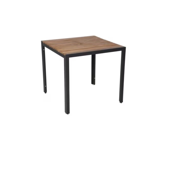 Bolero quadratischer Stahl- und Akazienholztisch 80cm