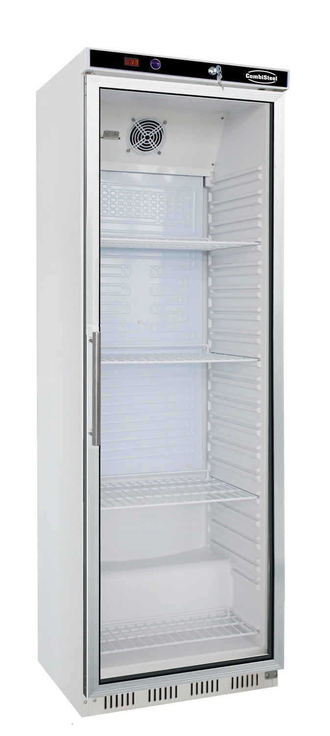 Kühlschrank FOSSA | 1x abschließbare Glastür + LED | 350 Liter, HxBxT 185,5x60x58,5cm | +2/+8°C | Weiß