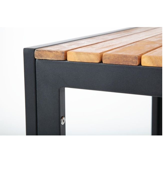 Bolero quadratischer Stahl- und Akazienholztisch 80cm