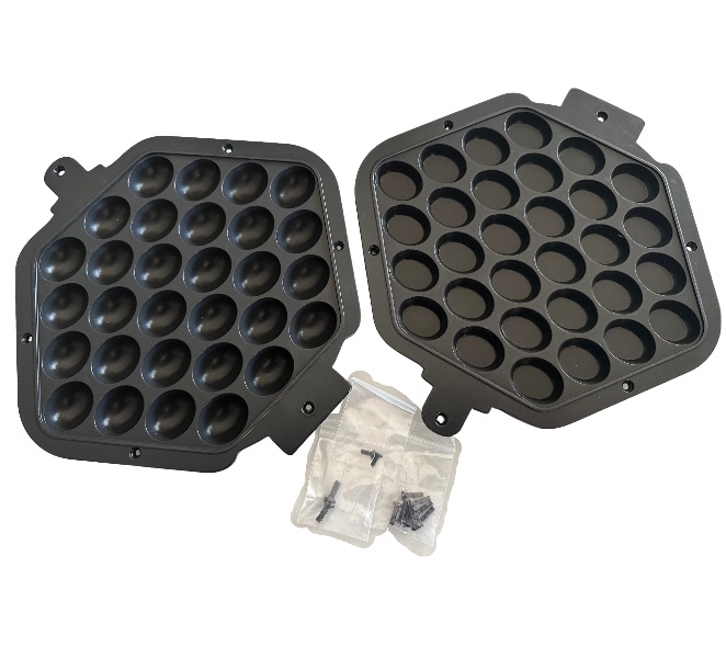 Paar Ersatzplatten für Waring Hong Bubble Waffeleisen beschichtet + Teigschaber + Backtrennspray