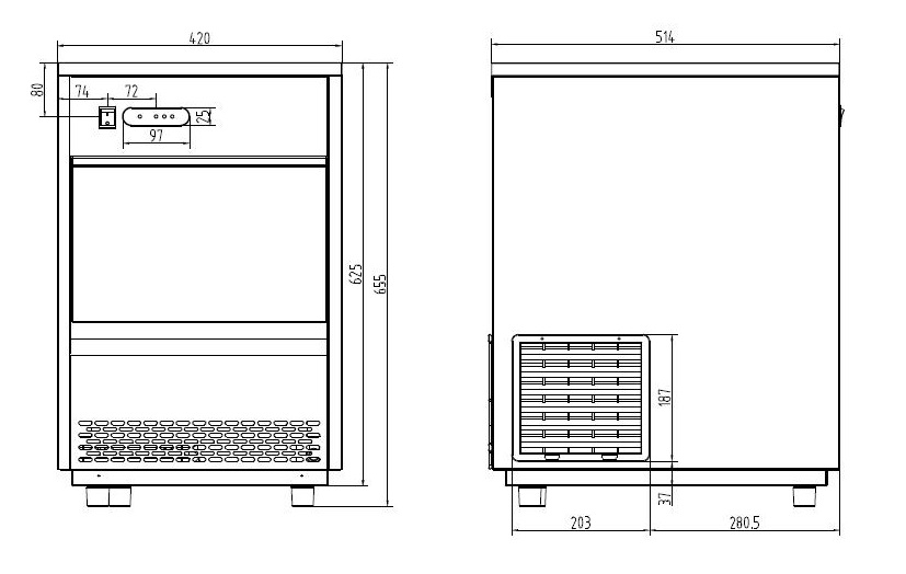 Eiswürfelmaschine PREMIK | 26kg/24h | 20g pro Eiswürfel | HxBxT 65,5x42x52,8cm | Edelstahl