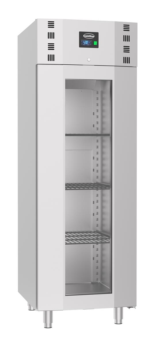 TIEFKÜHLSCHRANK EDELSTAHL GLASTÜR MONO BLOCK 700 LTR
