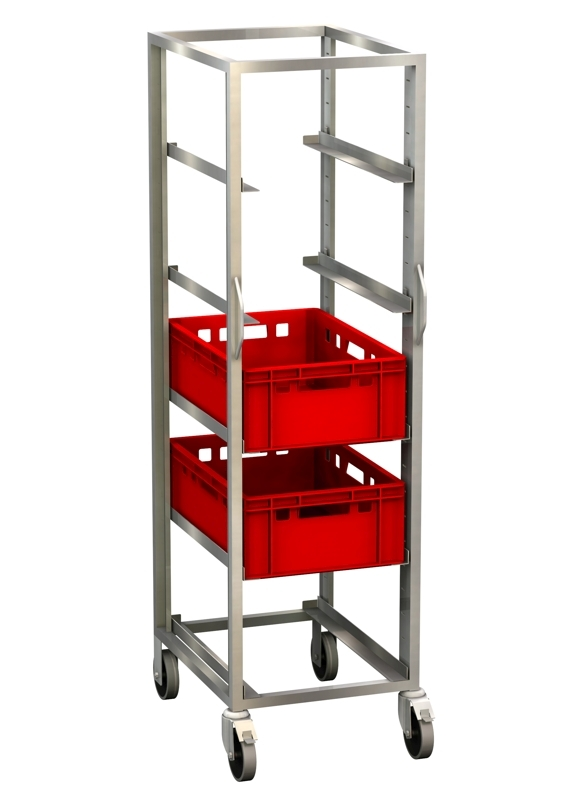 Euronorm Regalwagen Edelstahlregal E2 Kisten Transportwagen Kistenregal 400x600 Pizzateigbehälter