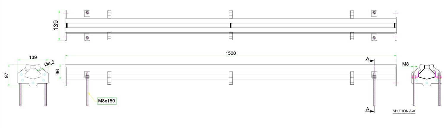 EDELSTAHL SCHLITZRINNE VERBINDBAR 1500X65