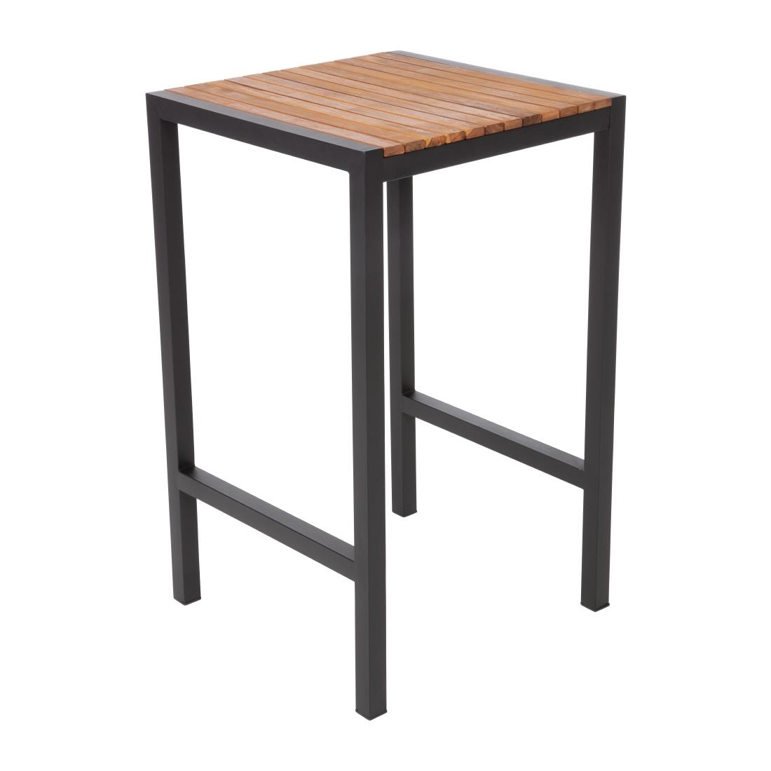 Bolero quadratischer Stahl und Akazienholz Bartisch 60cm