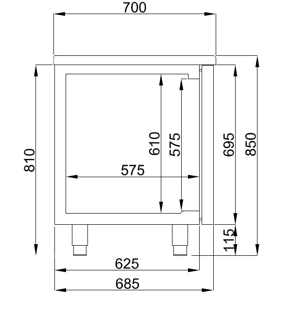 Tiefkühltisch ANOLIS Energy Line | 3x Tür | 474 Liter, HxBxT 85x178,5x70cm | -10/-22°C | Edelstahl |