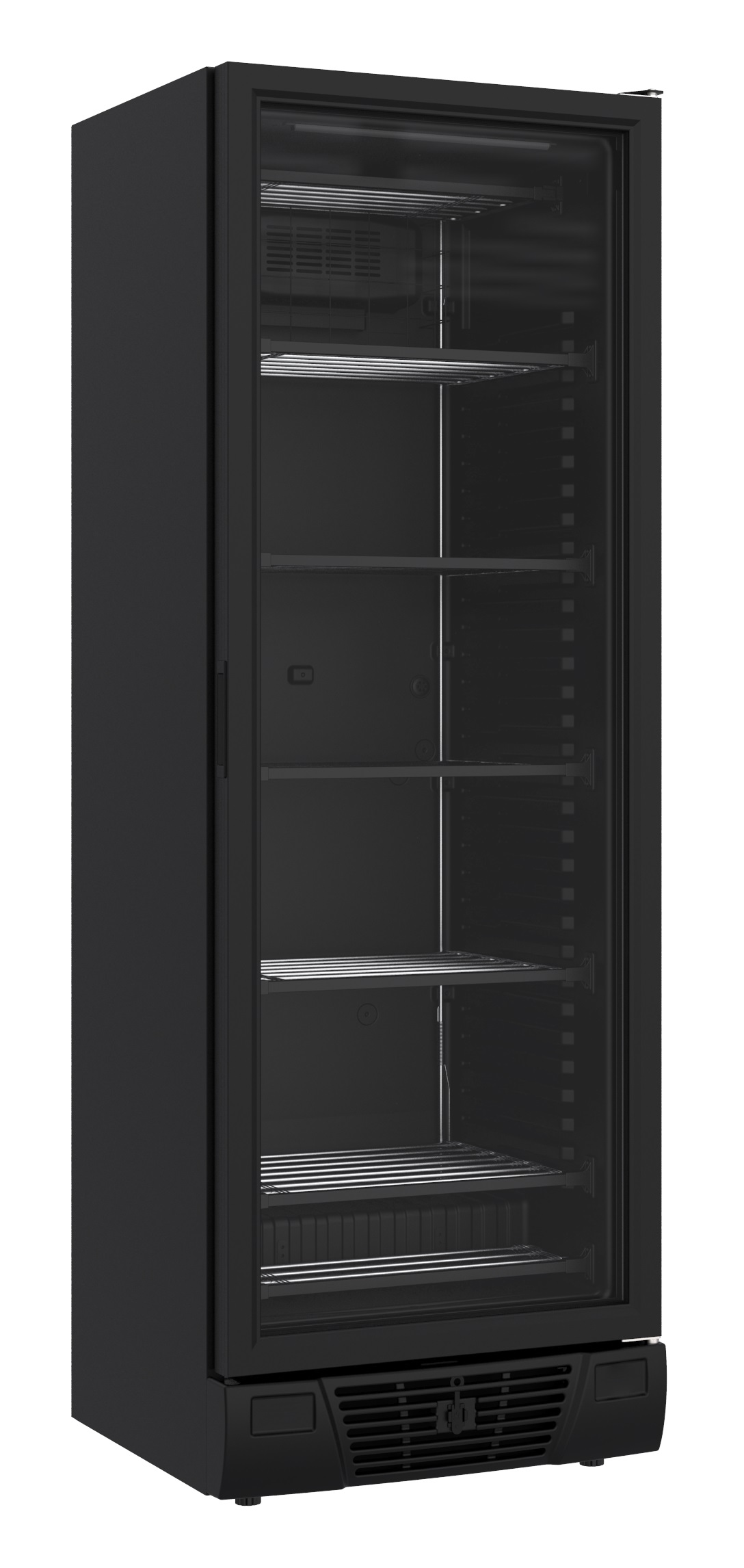 Chefgastro Tiefkühlschrank 1 Glastür Schwarz 382L HxBxT 187,5x64x67cm, Freistehend