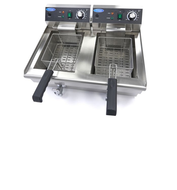 Maxima Elektro Fritteuse - 2 x 13 Liter mit Ablasshahn