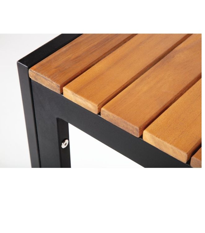 Bolero quadratischer Stahl- und Akazienholztisch 80cm