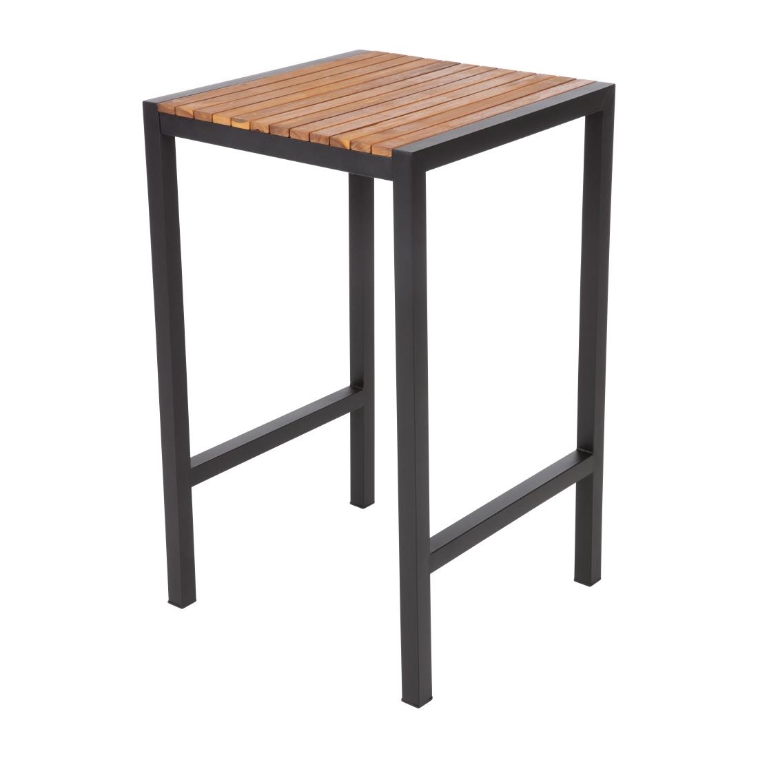 Bolero quadratischer Stahl und Akazienholz Bartisch 60cm