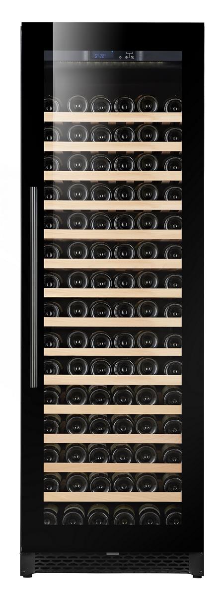 Weinkühlschrank VINCOOL für 115 Flaschen | 1x Glastür + LED & 1x Zone | 325 Ltr, HxBxT 178x59,5x57cm | +5/+20°C | Schwarz