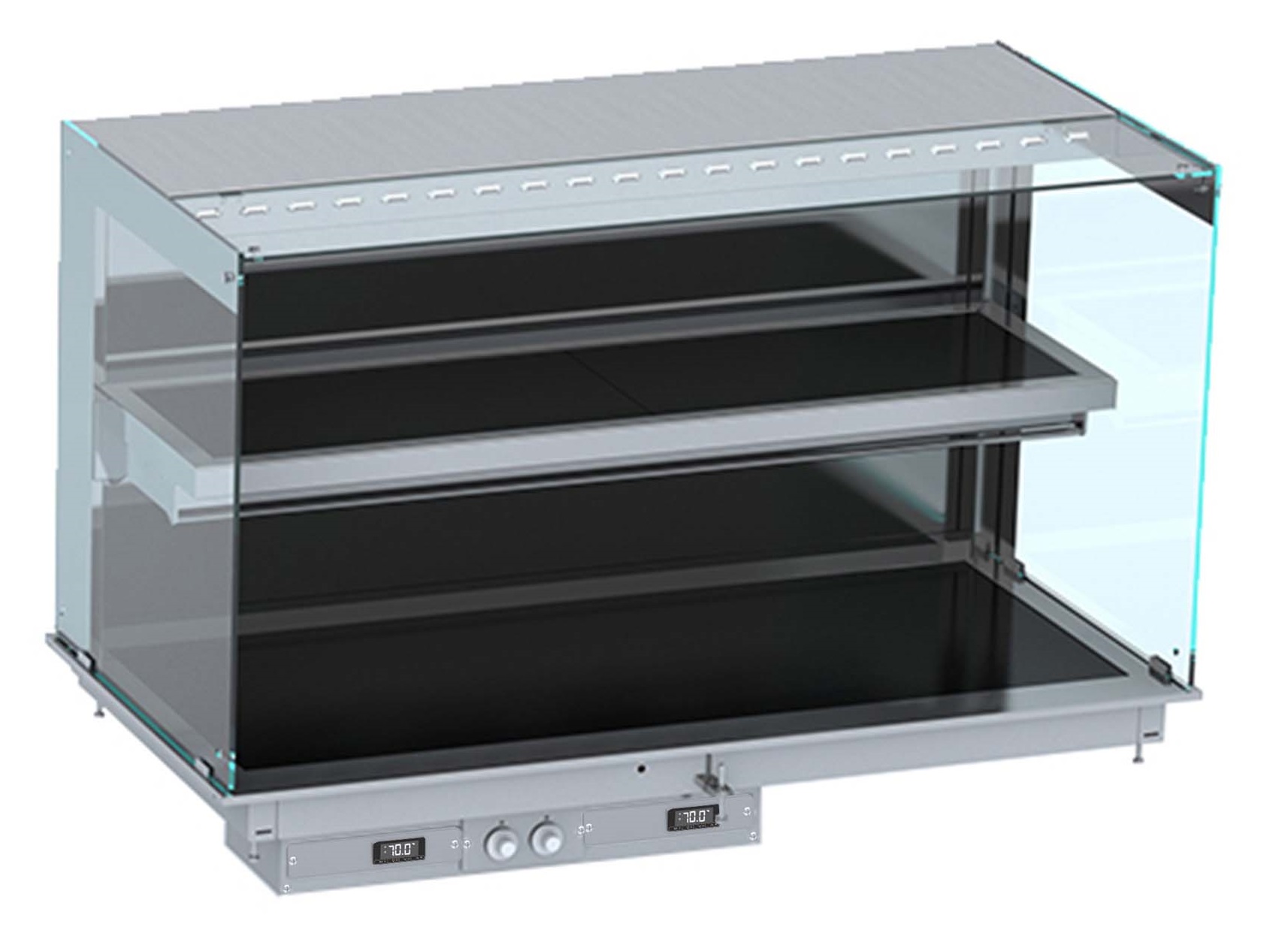 EINBAU WANDMODELL WÄRMEVITRINE KERAMIK ECKIG - SCHWARZ 5/1