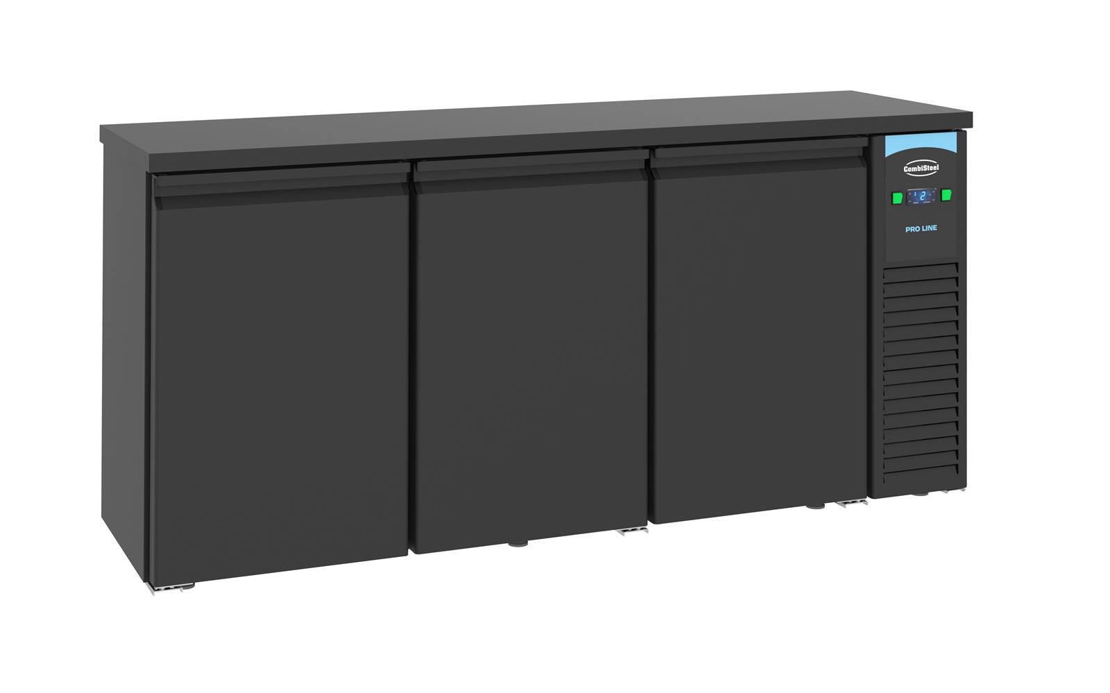 Barkühlschrank ARTIK | 3x Tür | 500 Liter, HxBxT 95x194x55cm | -2/+8°C | Edelstahl Schwarz